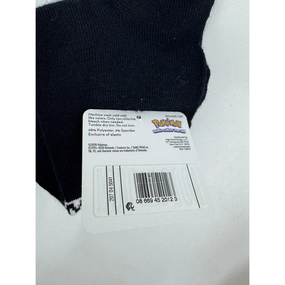 Pokemon Snorlax Do It‎ Tomorrow Crew Socks Mens Shoe Size 6.5-12 Black White